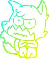 cold gradient line drawing cartoon annoyed fox vector