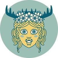 Retro Tattoo Style orc druid character face vector