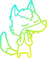 cold gradient line drawing cartoon wolf laughing vector