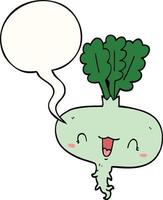 cartoon turnip and speech bubble vector