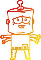 warm gradient line drawing cartoon robot vector