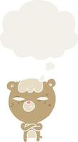 cartoon angry bear and thought bubble in retro style vector