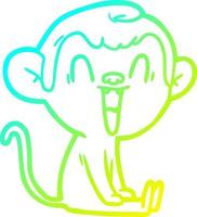 cold gradient line drawing cartoon laughing monkey vector