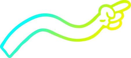cold gradient line drawing cartoon pointing arm vector
