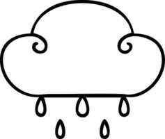 quirky line drawing cartoon rain cloud vector