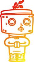 warm gradient line drawing cartoon robot vector