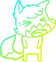cold gradient line drawing angry cartoon fox vector