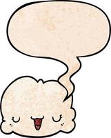 cute cartoon cloud and speech bubble in retro texture style vector