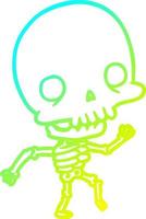 cold gradient line drawing cute dancing skeleton vector