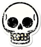 distressed sticker tattoo in traditional style of a skull vector