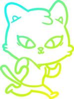 cold gradient line drawing cute cartoon cat vector