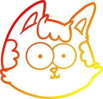 warm gradient line drawing cartoon cat face vector