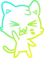 cold gradient line drawing cartoon cat hissing vector