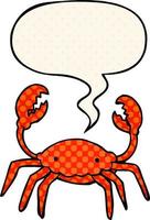 cartoon crab and speech bubble in comic book style vector