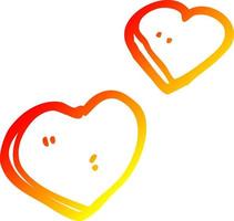 cálido gradiente línea dibujo dibujos animados amor corazones vector