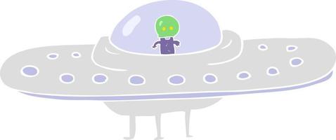 flat color illustration of flying saucer vector