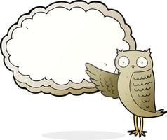 freehand drawn cartoon owl pointing vector