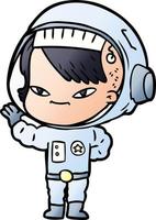 cartoon astronaut woman vector