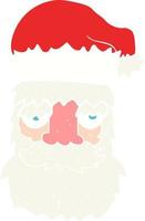 flat color illustration of tired santa claus face vector