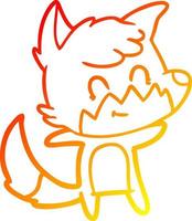warm gradient line drawing cartoon friendly fox vector