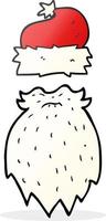 Barba y gorro de Papá Noel de dibujos animados dibujados a mano alzada vector