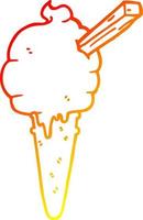 warm gradient line drawing cartoon ice cream vector