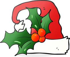 freehand drawn cartoon christmas holly hat vector