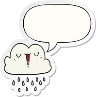 cartoon storm cloud and speech bubble sticker vector