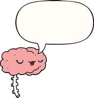 happy cartoon brain and speech bubble vector
