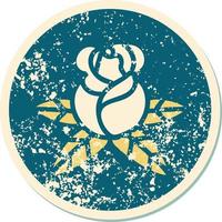 iconic distressed sticker tattoo style image of a single rose vector