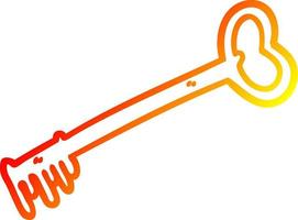 warm gradient line drawing cartoon fancy old key vector