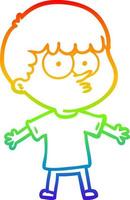 rainbow gradient line drawing cartoon curious boy vector