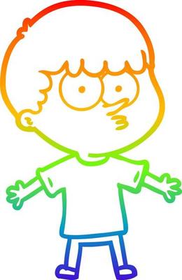 rainbow gradient line drawing cartoon curious boy