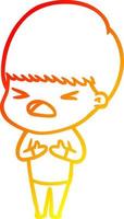 warm gradient line drawing cartoon stressed man vector