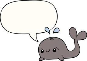 cute cartoon whale and speech bubble vector