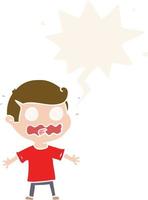 cartoon man totally stressed out and speech bubble in retro style vector