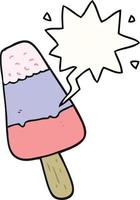 cartoon ice lolly and speech bubble vector