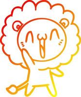 warm gradient line drawing happy cartoon lion vector