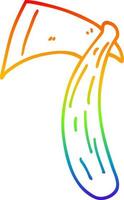 hacha vikinga de dibujos animados de dibujo de línea de gradiente de arco iris vector