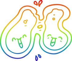 dibujo de línea de gradiente de arco iris división celular de dibujos animados vector