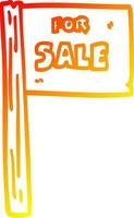 warm gradient line drawing cartoon sale sign vector