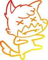 warm gradient line drawing cartoon dead fox vector