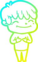 cold gradient line drawing cartoon happy boy vector