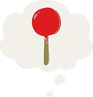 cartoon lollipop and thought bubble in retro style vector