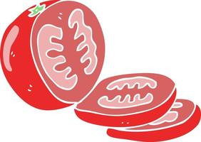 flat color illustration of sliced tomato vector