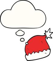 cartoon santa hat and thought bubble vector