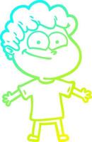 cold gradient line drawing cartoon happy man vector