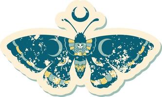 iconic distressed sticker tattoo style image of a moth vector