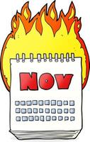 freehand drawn cartoon calendar showing month of November vector