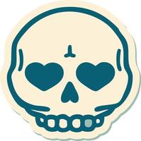 sticker of tattoo in traditional style of a skull vector